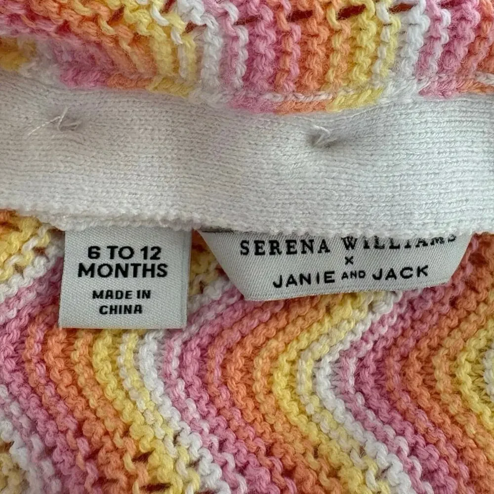Serena Williams x Janie & Jack Baby Girl Pink Yellow White Knit Romper 6-12M